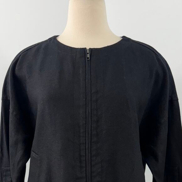 Eileen Fisher Organic Linen Zip Front Blazer Jacket XS Oversized - Picture 5 of 12